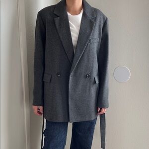 Zara oversized Charcoal Double-Breasted Trench Coat